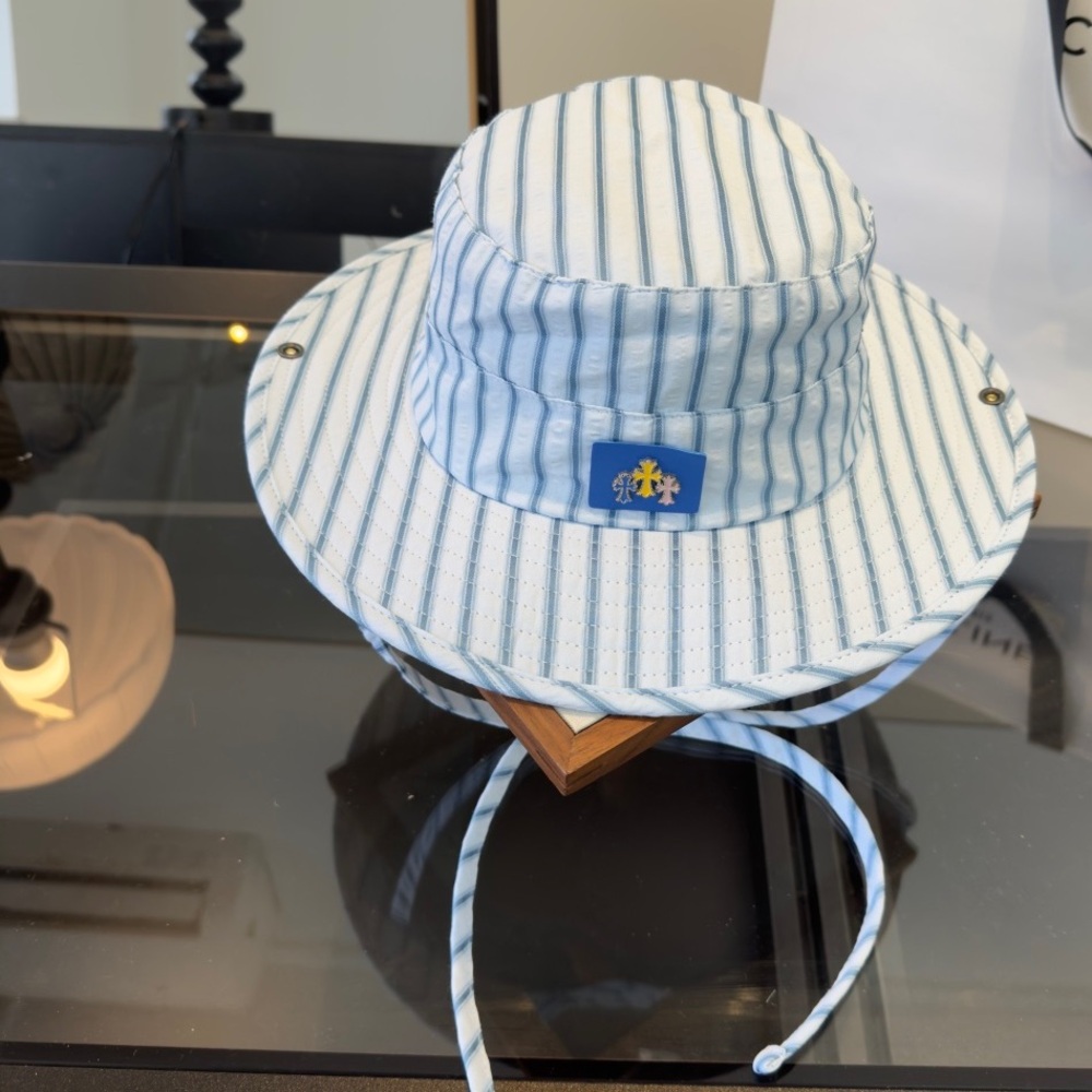 Chrome Hearts Striped Blue and White Bucket Hat